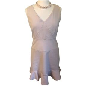 Jennifer Lopez midi, knit fabric sleeveless Light Pink dress ruffle hem size 10